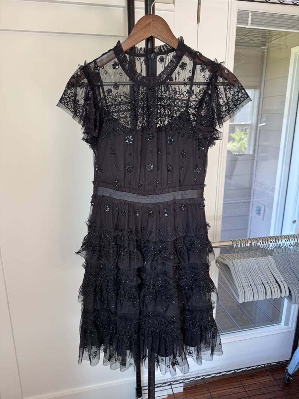 Needle & Thread Black Embellished Mini Dress